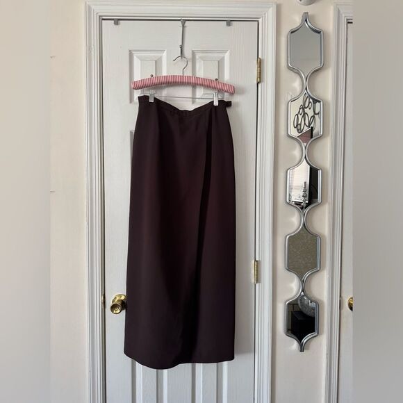 Worthington Brown Faux Wrap Maxi Skirt Size 10T - Picture 5 of 10